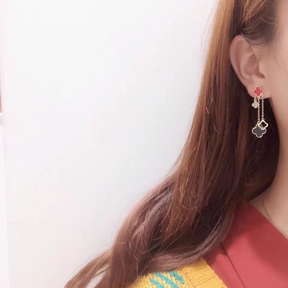 V C A Inspired quatrefoil drop earrings